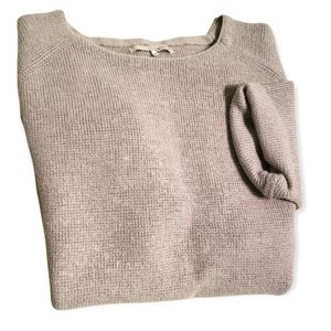 OAK + FORT grey pullover sweater with curved hem